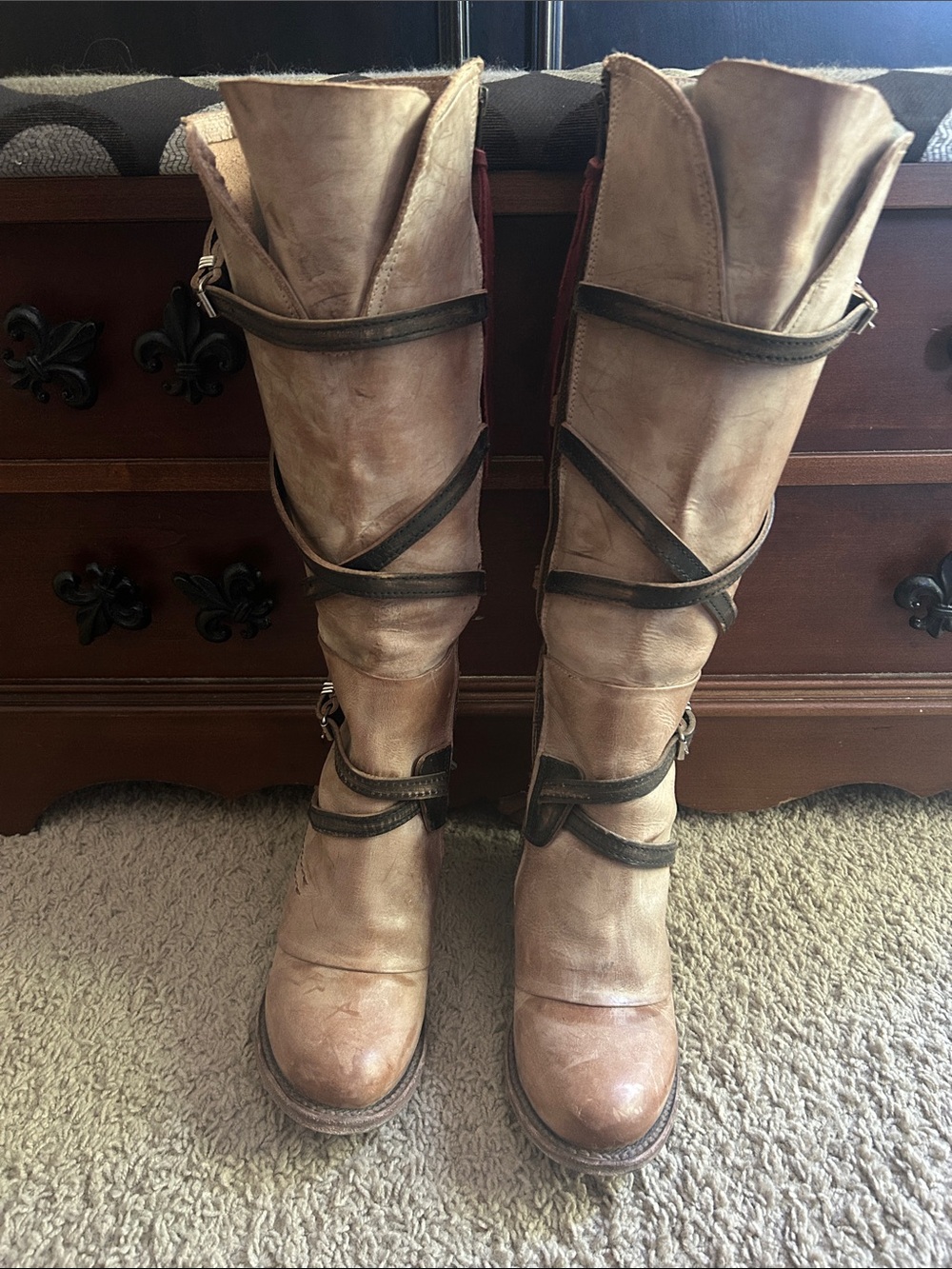 Freebird by Steven Tan Leather Over-The-Knee Strap Boots